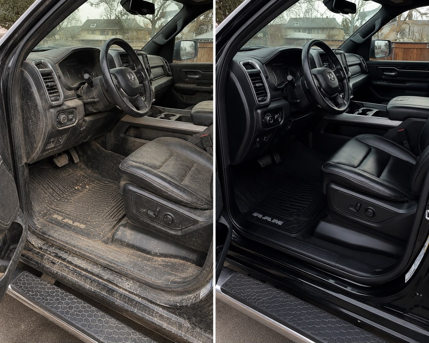 Mud-caked RAM truck interior restored to spotless