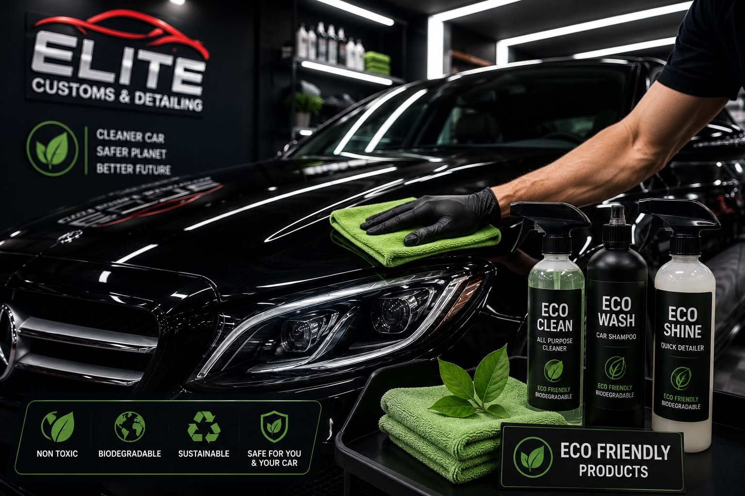 Eco-friendly, biodegradable detailing products used by PG Elite Customs