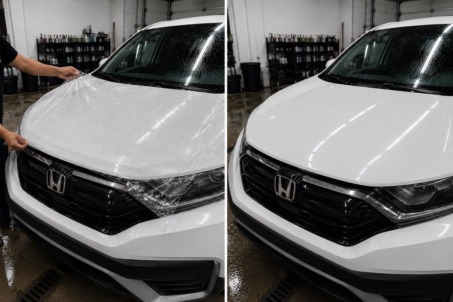 Paint protection film being installed
